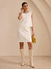 Hand-Beaded Sleeveless Top and Skirt Set